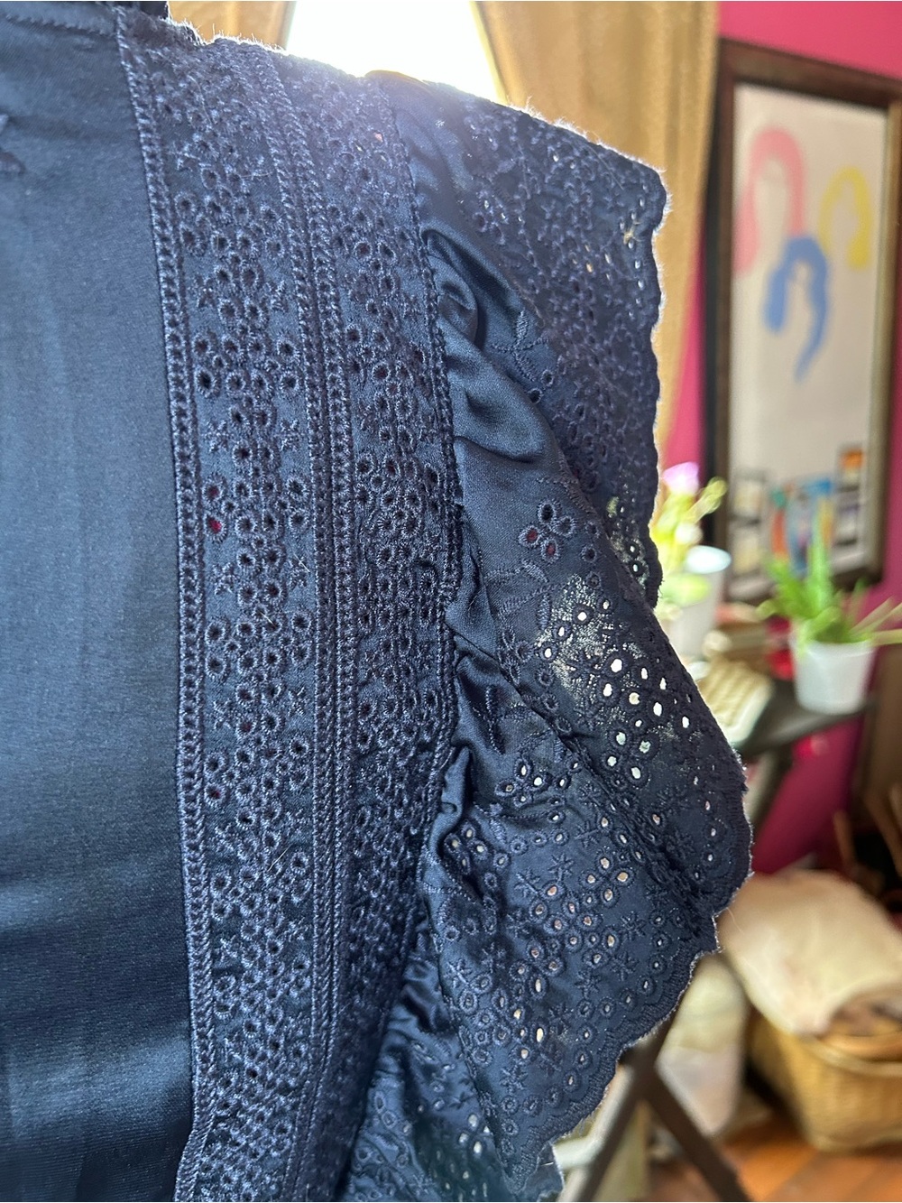 Sunday Best Navy Eyelet Ruffle Mini Dress - Picture 4 of 11